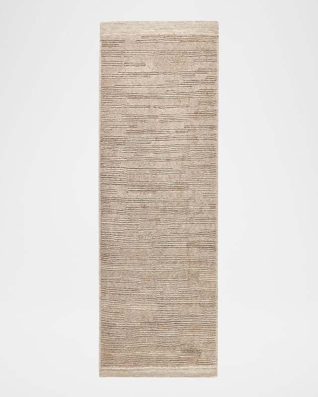 Miro Taupe Hand-Knotted Runner, 3' x 10'